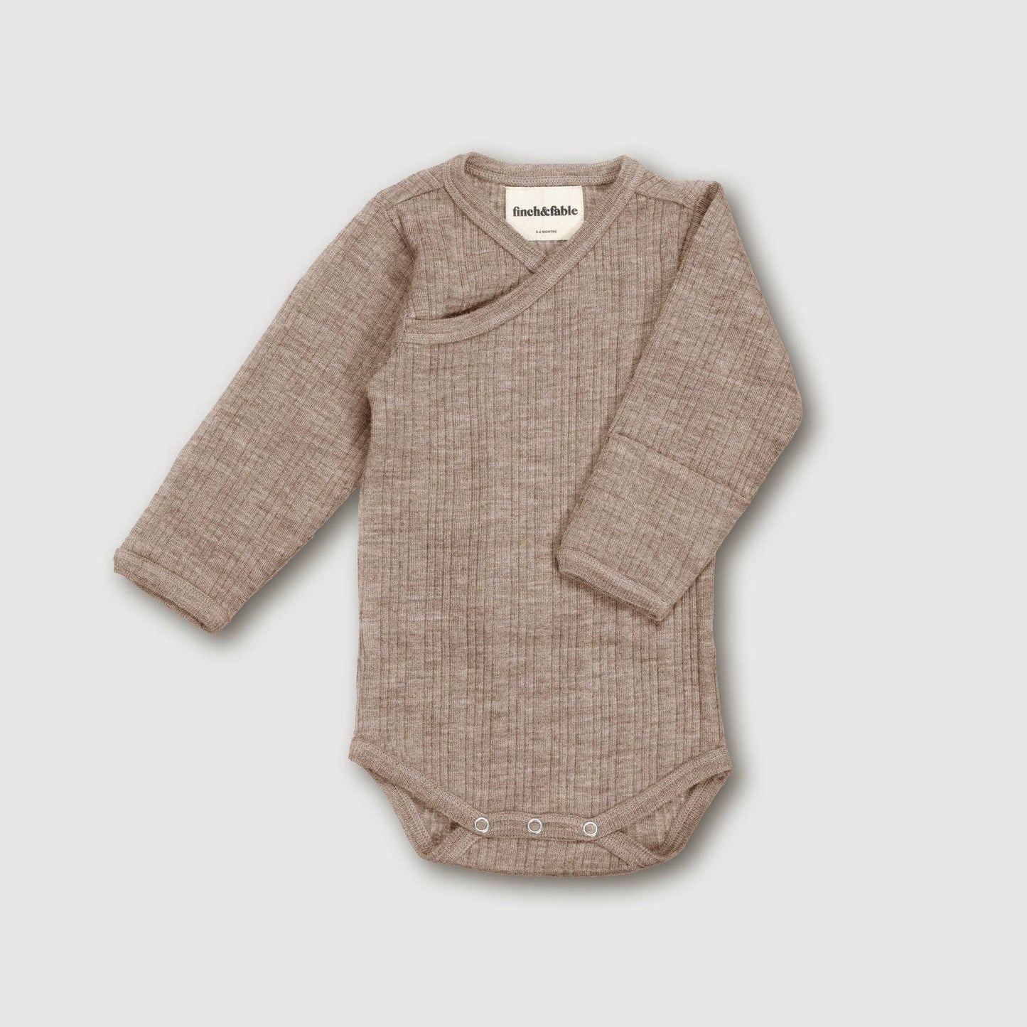 Finch & Fable - Wool Rib L/S Bodysuit - Sand: 6-12 months