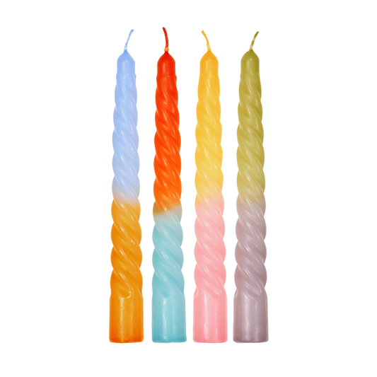 Twisted Dip Dye Dinnercandles - Set of 4 - Blossoming Fields