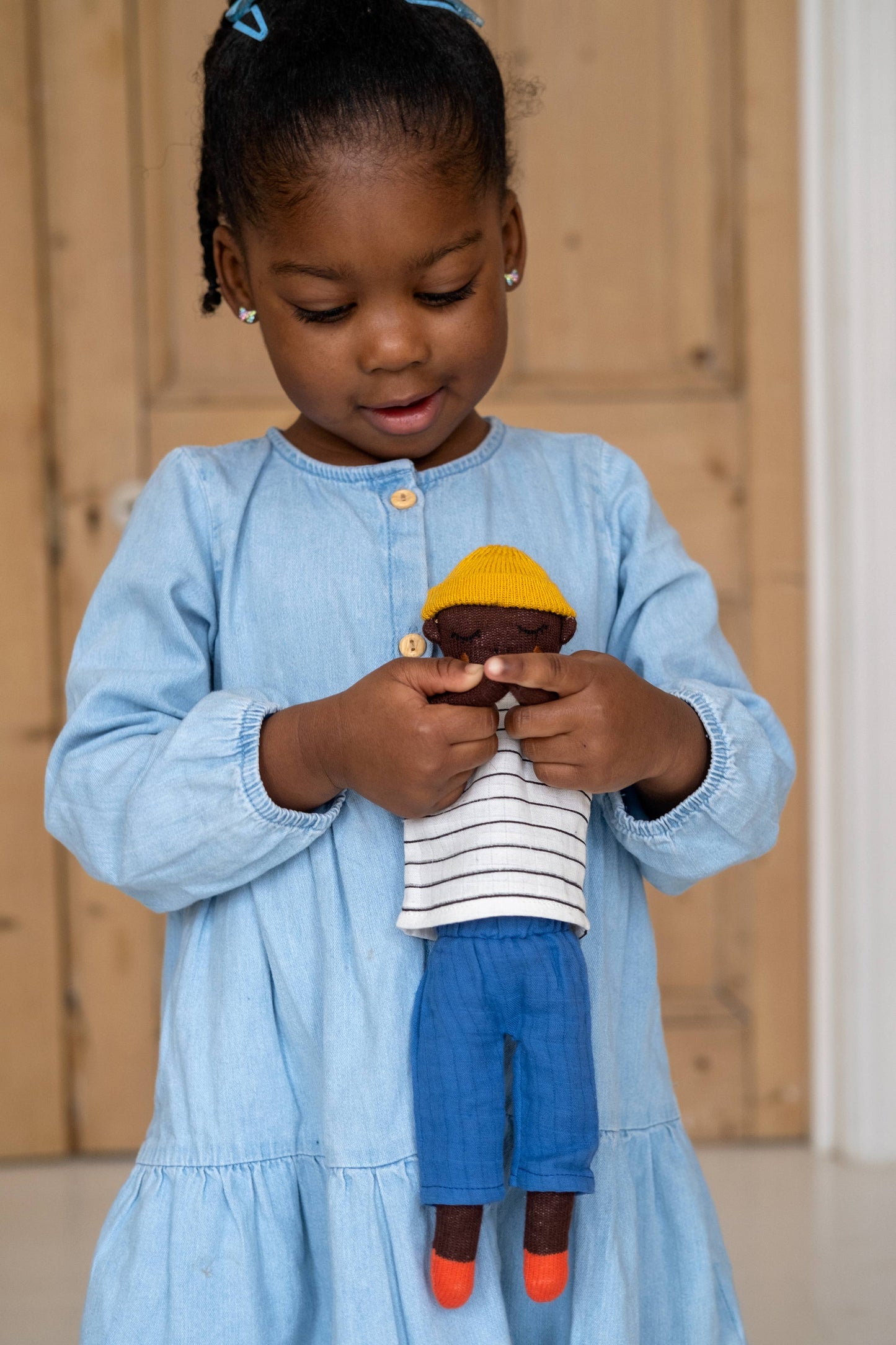 Cotton Knit Stuffed Soft Toy Doll: Buddy Cobalt