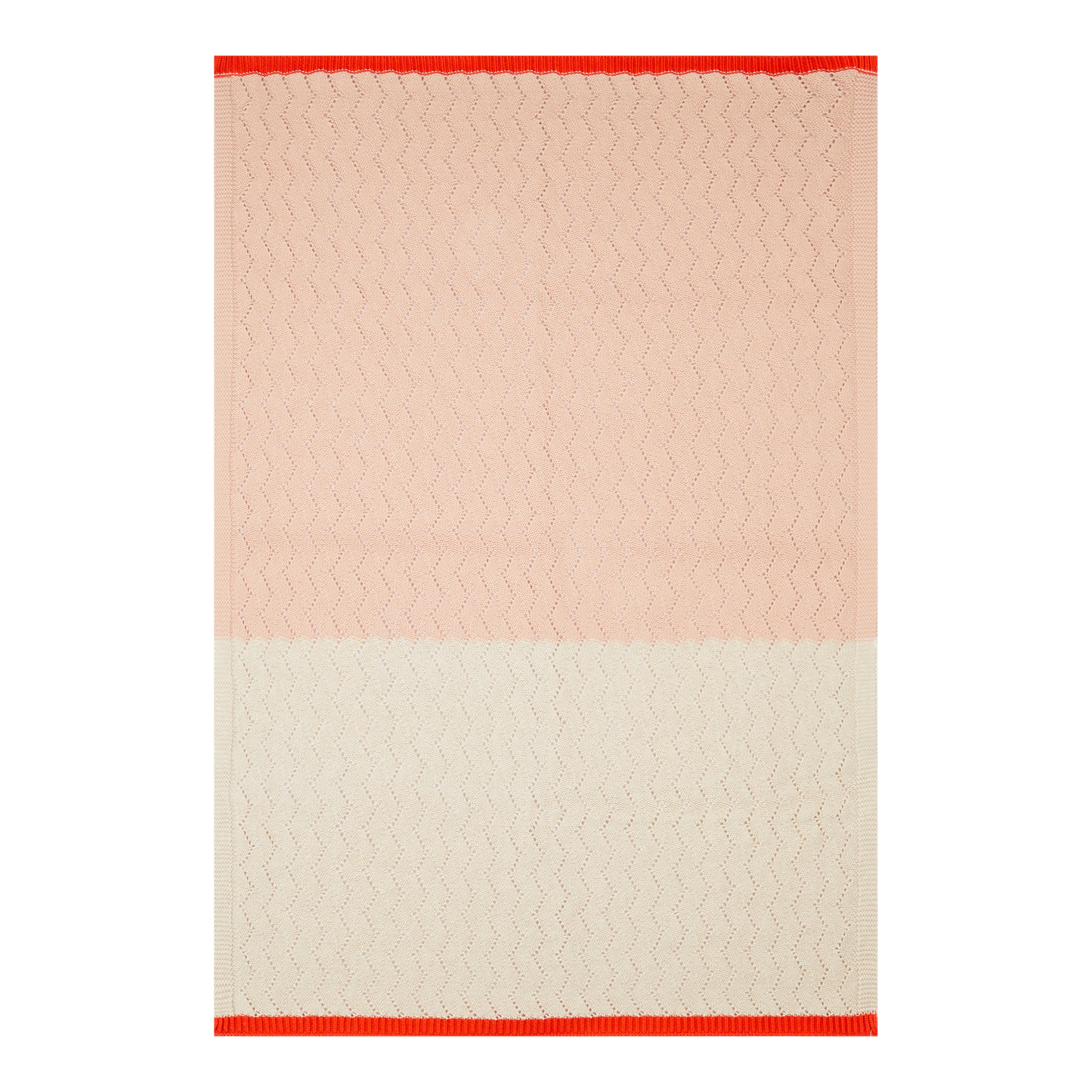 Cotton Knit Baby Blanket - Zigzag Knit: Pink & Cream