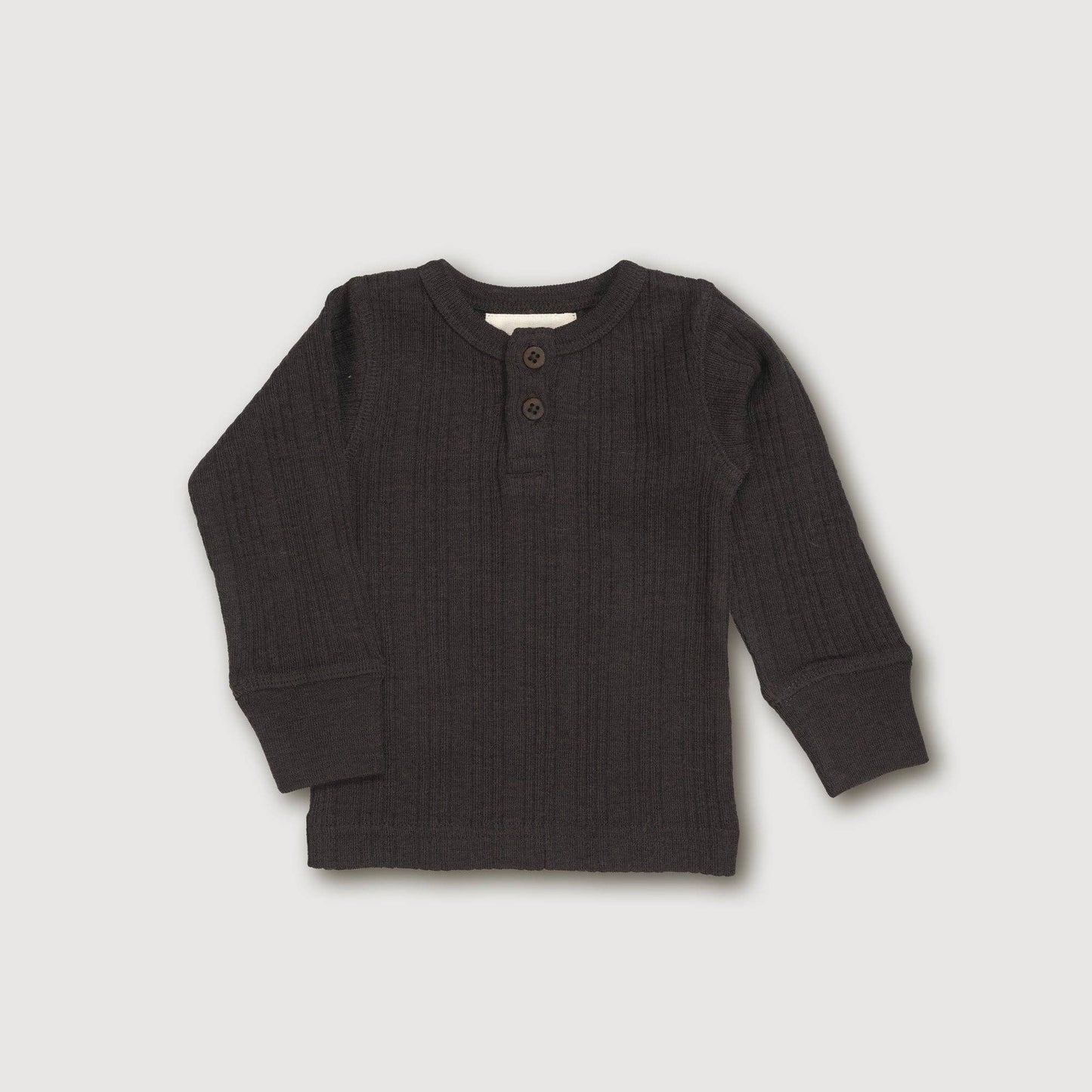 Finch & Fable - Wool Rib Henley Top - Storm: 18-24 months