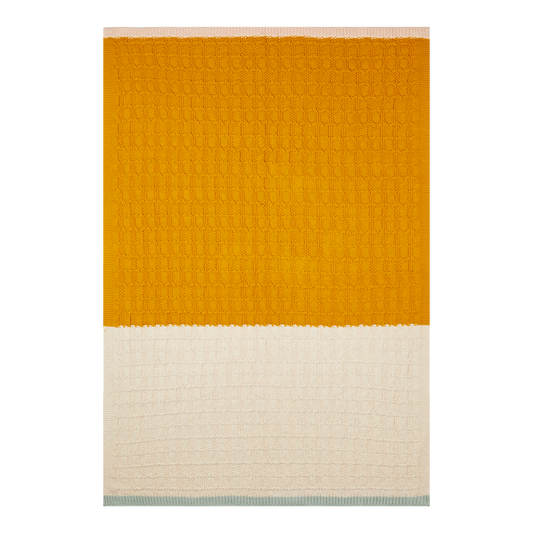 Cotton Knit Baby Blanket - Cable Knit: Citrus & Cream