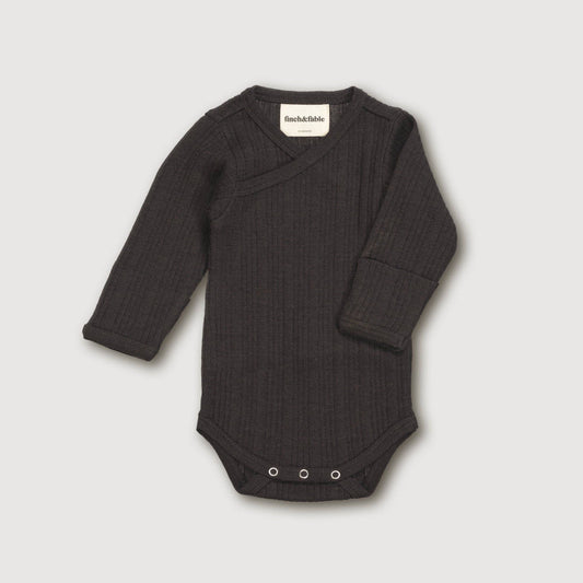 Finch & Fable - Wool Rib L/S Bodysuit - Storm: 3-6 months