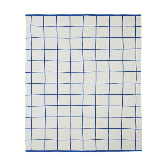 Cotton Knit Throw Blanket - Grid: Cobalt