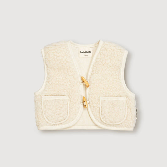 Finch & Fable - Wool Sherpa Vest - Milk: 18-24 months