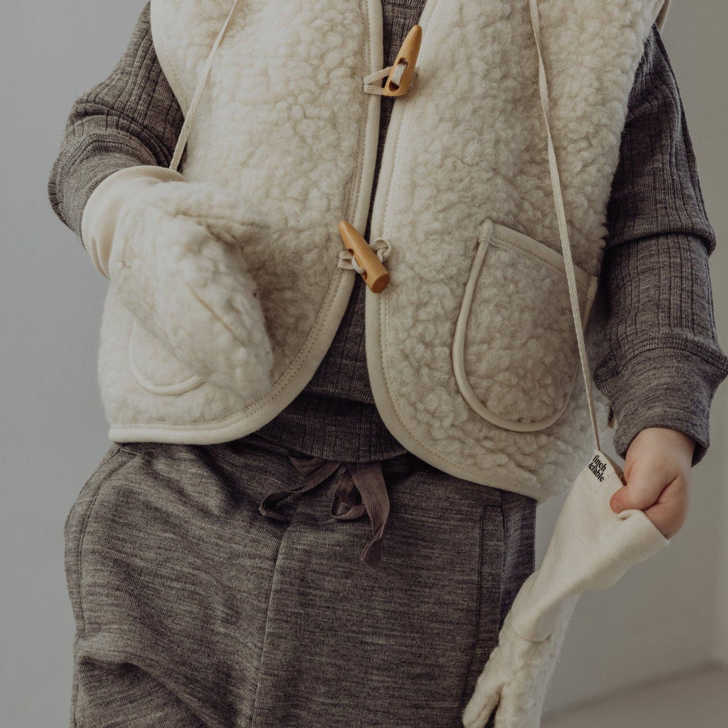 Finch & Fable - Wool Sherpa Mittens - Milk: 1-3 years (with thumb)