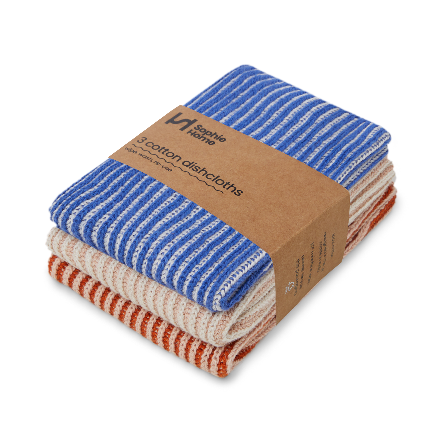 Reusable & Eco-Friendly Cotton Dishcloths - Ribbed: Cobalt