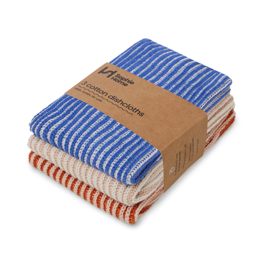 Reusable & Eco-Friendly Cotton Dishcloths - Ribbed: Cobalt