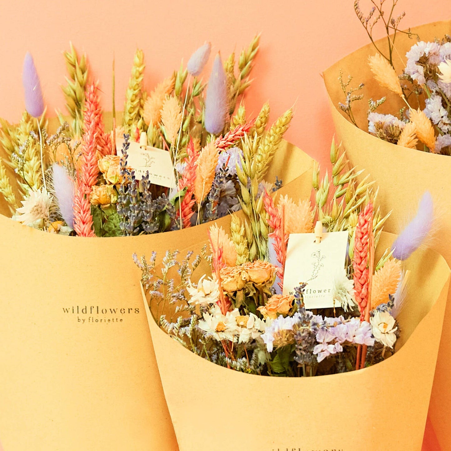 Wildflowers by Floriette - Dried Flowers - Field Bouquet Lavender Peach: Small