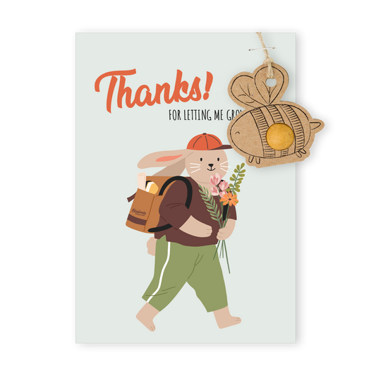 Blossombs - Organic Bee Hanger on Card 'Thanks!' - 1 Blossombs Seed Bomb