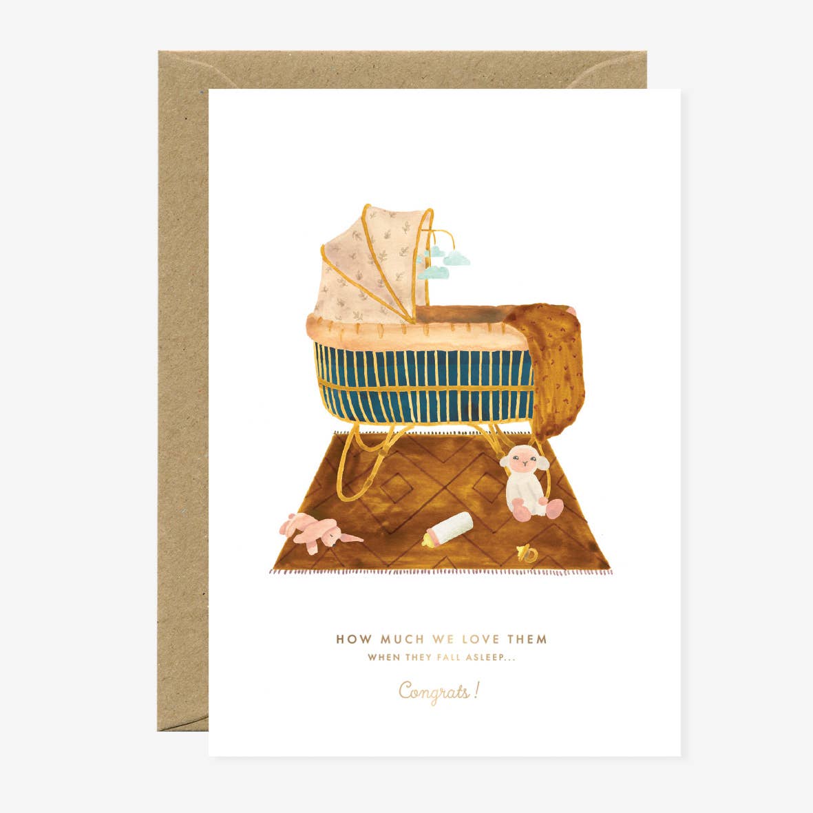 ALL THE WAYS TO SAY - Europe - Gold Foil Baby Card in Natural White