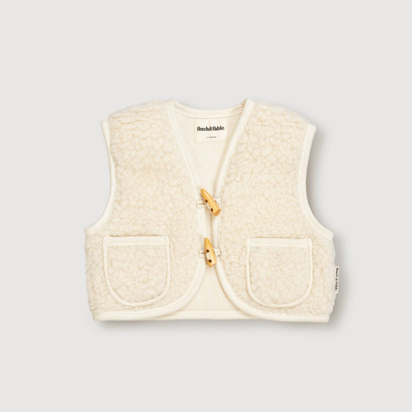 Finch & Fable - Wool Sherpa Vest - Milk: 12-18 months